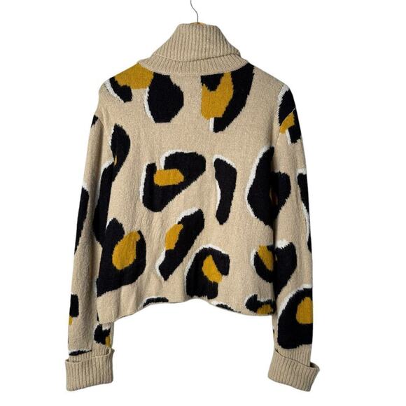 Anthropologie Moth Georgia Leopard Print Turtleneck Sweater Tan Black, Size XS - Picture 10 of 12